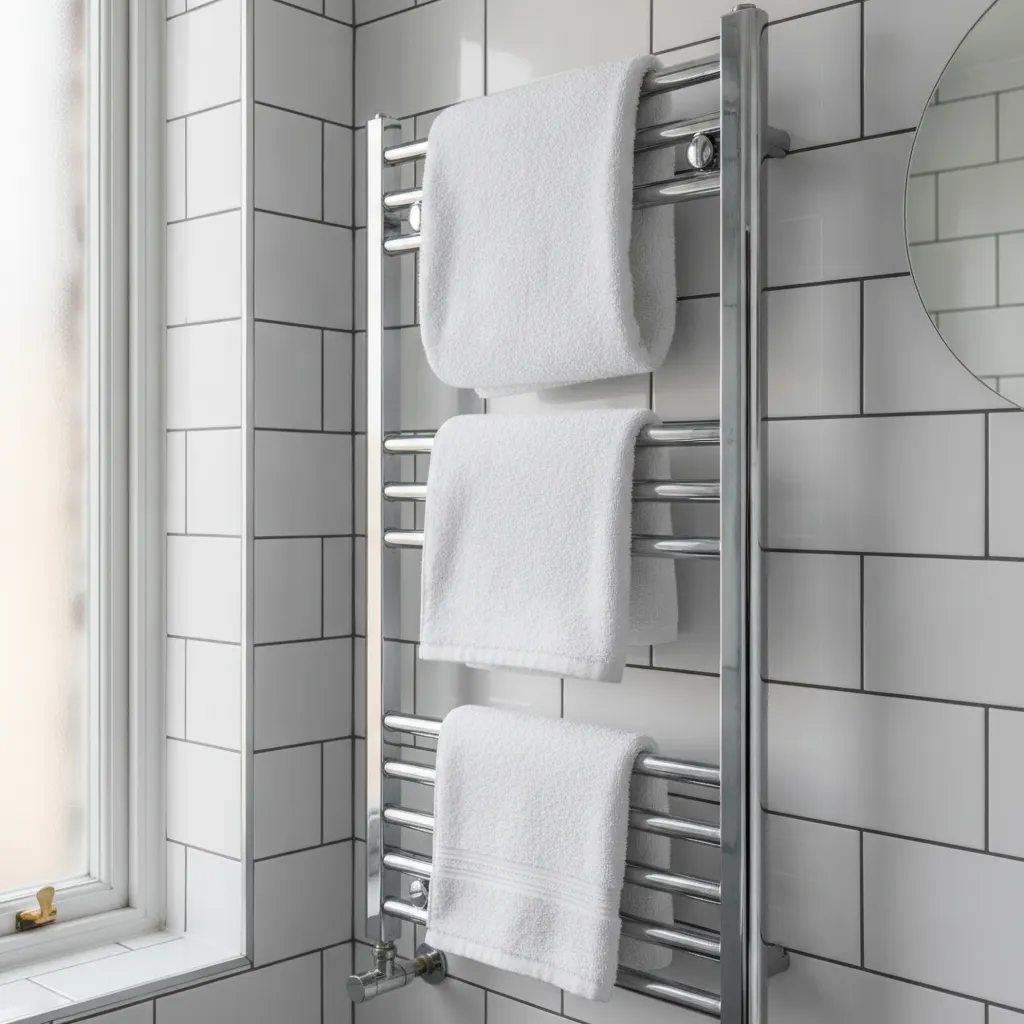 Heated towel rails in Airbnb bathrooms: electric vs plumbed and what I've fitted in four flats