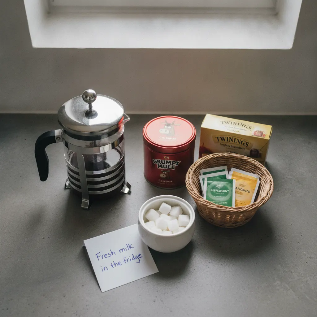 Tea and coffee station in an Airbnb without a pod machine: what I put out and what guests actually use